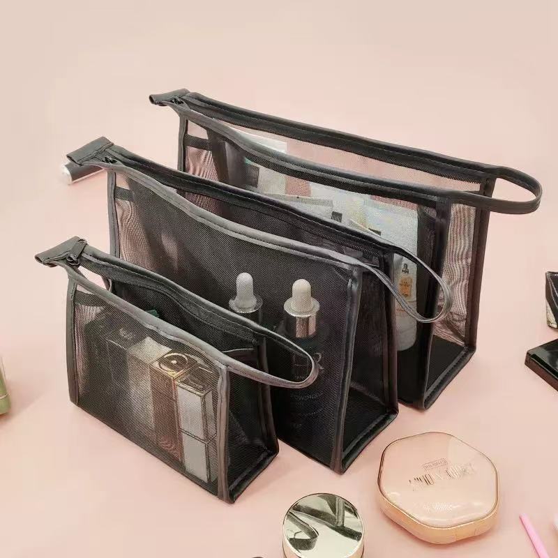 Mesh Cosmetic Bag Travel Storage Makeup Bag Organizer Female Make Up Pouch Portable Small Large Toiletry Beauty Case