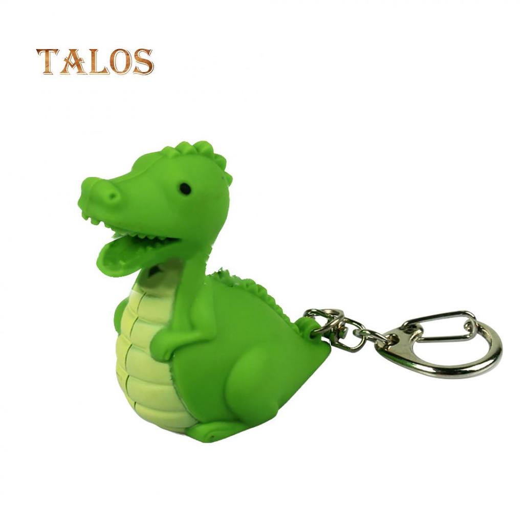 Creative LED Light Sound Cute Dinosaur Keychain Pendant Decor Key Ring Ornament Suspension Trinket