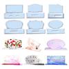 Wave/Round Mold with Stand Holder Set,Photo Frame Resin Mold Table Ornaments Silicone Mold for DIY Desktop Number Plate
