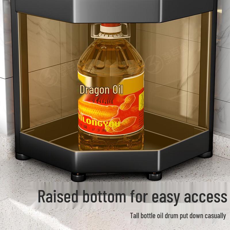 Modern Carbon Steel 3-Tier Kitchen Corner Storage Rack