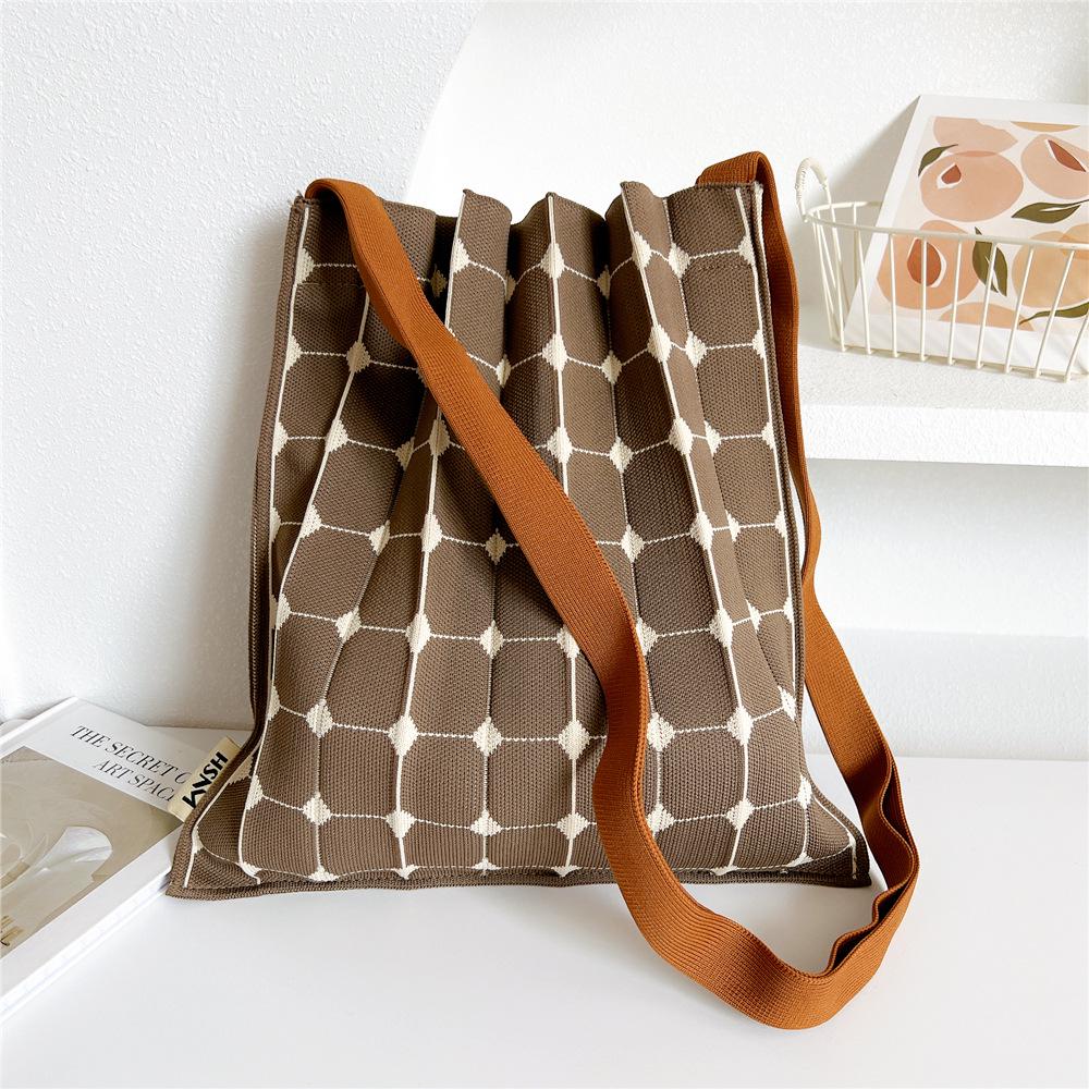 INS Accordion Pleated Crossbody & Shoulder Bag - Knitted, Foldable, Fashionable Design from Korea