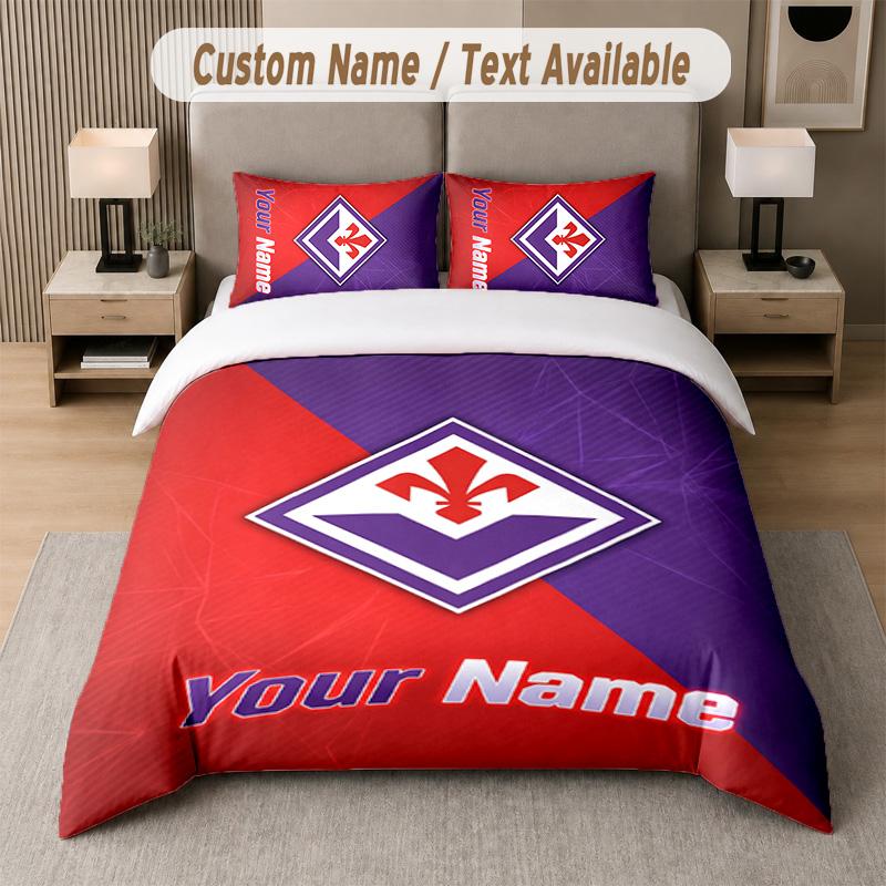 Fiorentina FC Design Bedding Set Custom Text 1 Duvet Cover & 2 Pillow Cases