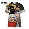 Summer Anime Inuyasha 3D Printing Personalized T-shirt Men and Women Japanese Harajuku Style Casual Round Neck Short-sleeved
