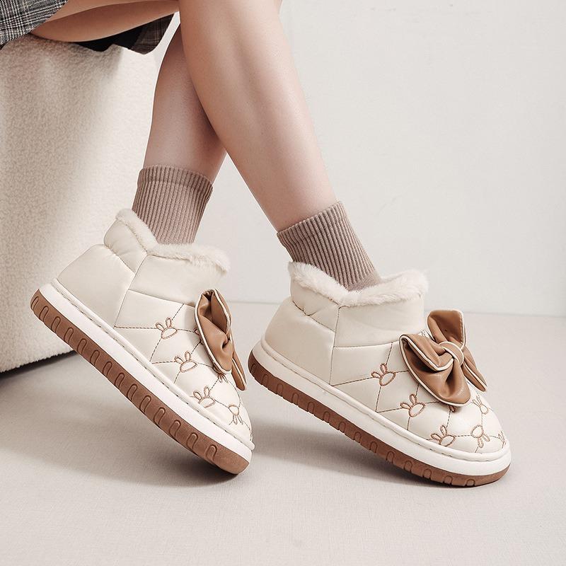 Cotton Slippers Winter Wear Women's Fleece Thickened Snow Boots Plush Warm Indoor Home Short Bag and Cotton Shoes
