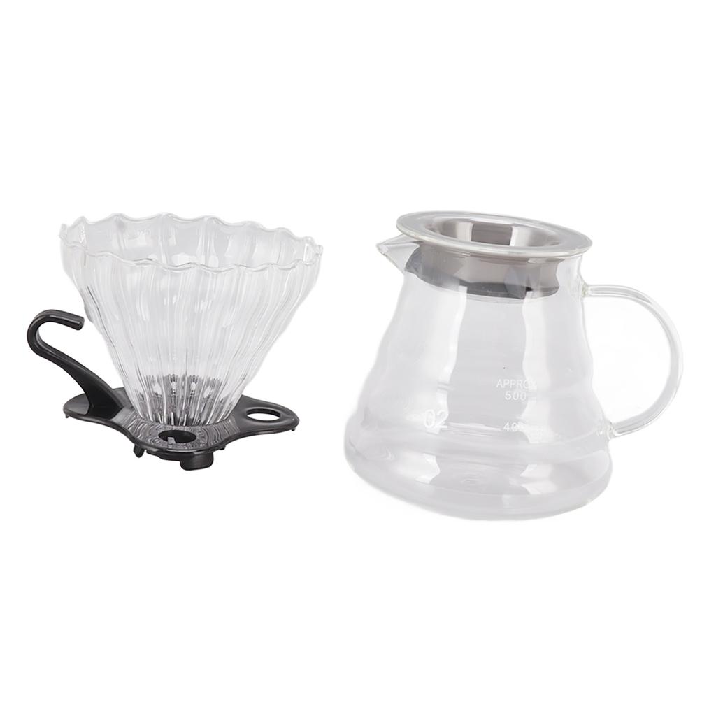 Pour Over Coffee Maker 600ML Glass Coffee Dripper Pot with Filter Cup and Paper for Home Shop