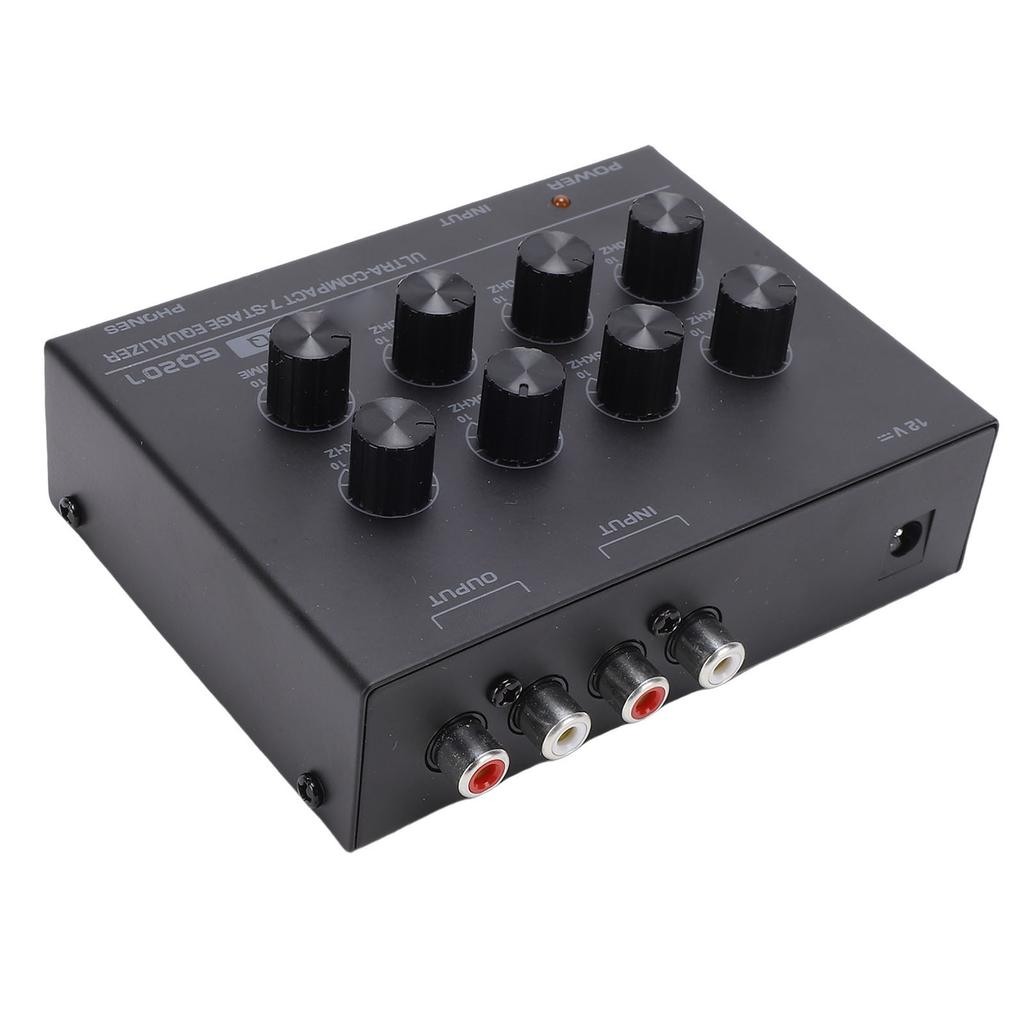 7 Band Sound Equalizer with 3.5mm Input Headphone   Two Channel Digital Equalizer for Home Car Treble and Bass Adjustment