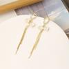 Silver Needle Simple Bowknot Personality Long Heart Tassel Earrings Elegant Gold Women's Earrings High-end Feel