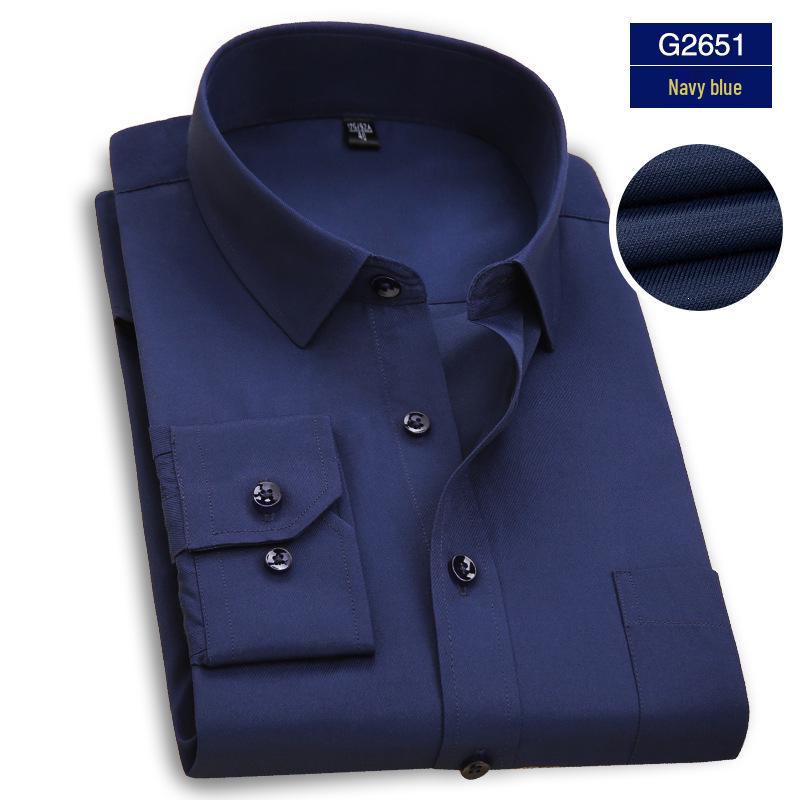 Herre Profesjonell Langermet Hvit Businessskjorte med Brodert Logo, Rynkefri.