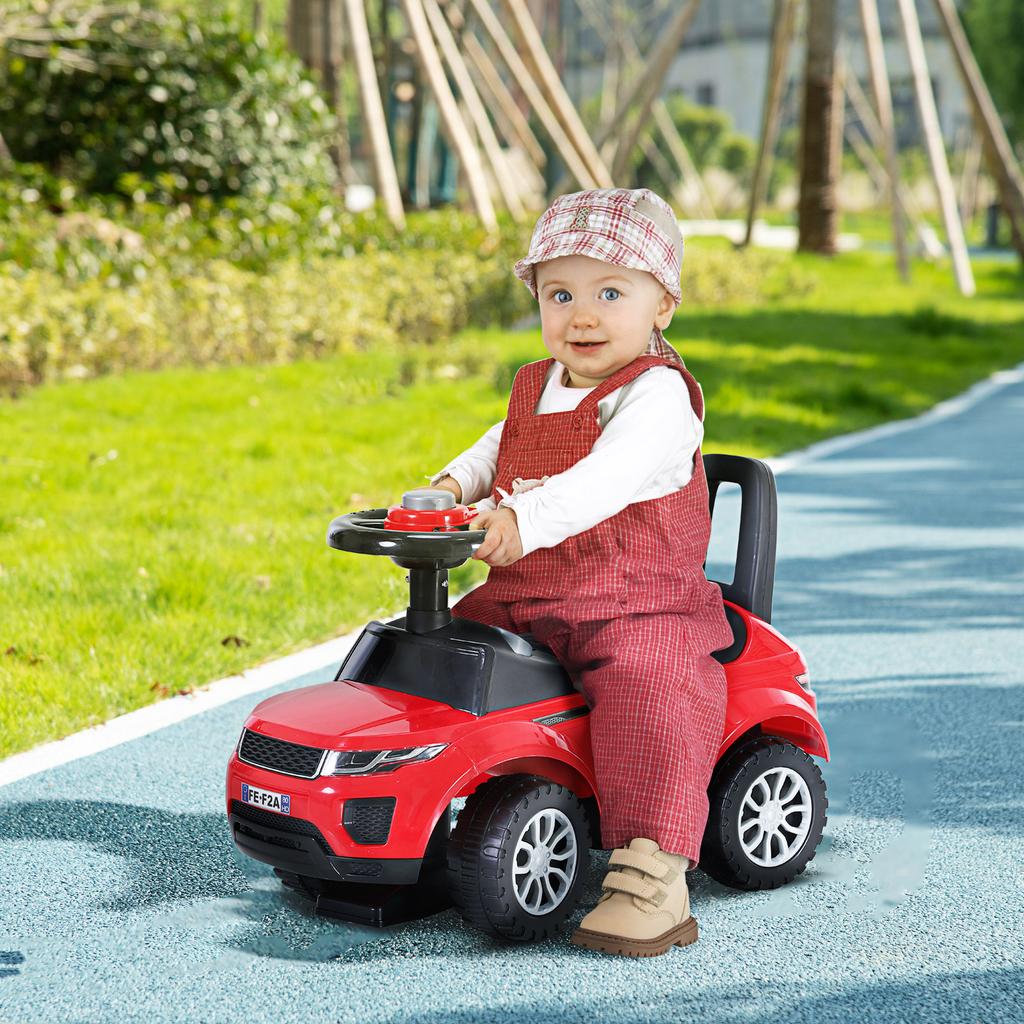 3-in-1 Ride On Car Foot To Floor Slider Toddler W/ Horn Steering Wheel NO POWER Manual Under Seat Storage Safe Design for 1-3 Year Old Red