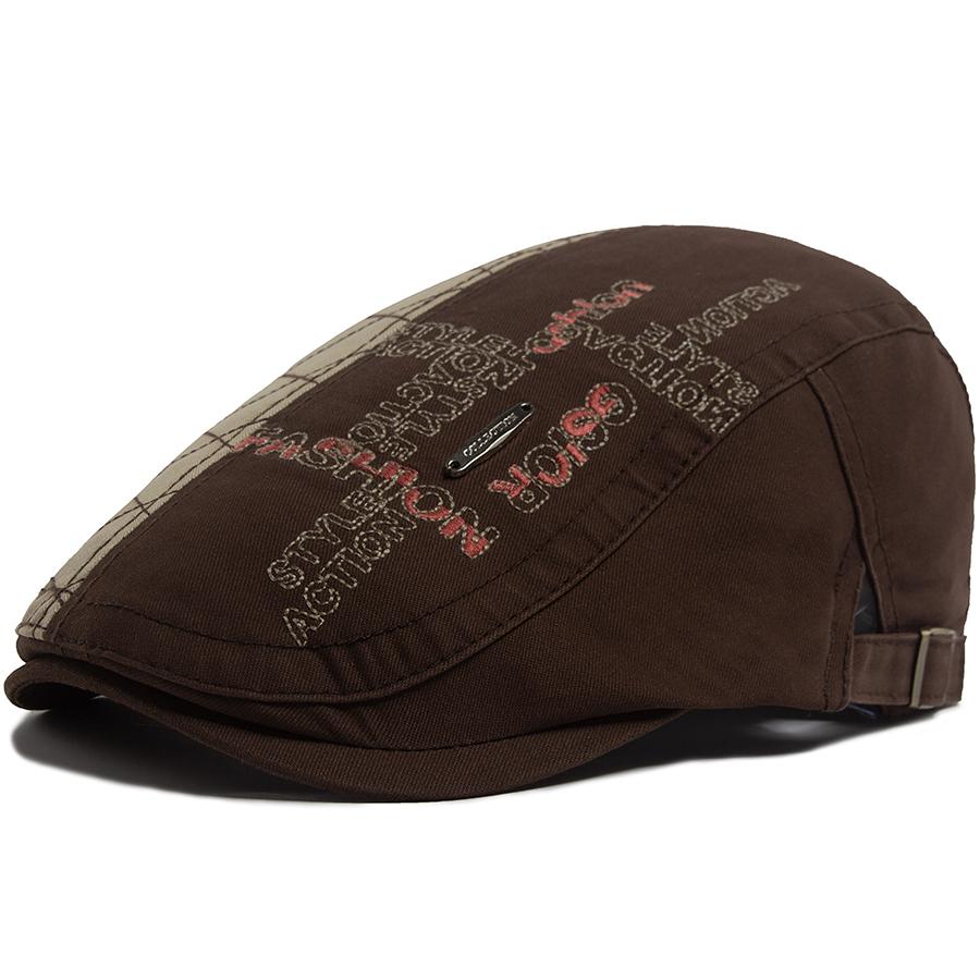Letter Label Men Berets Fashion Embroidery Vintage Newsboy Cap Spring Autumn Flat Caps For Male Casual Outdoor Women Sun Hat