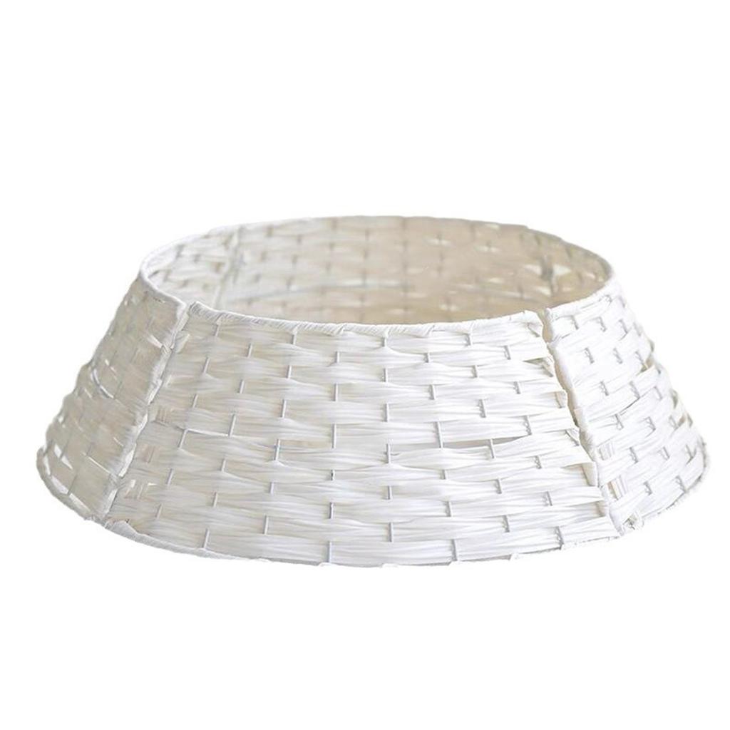 Rustic Christmas Tree Collar 28Inch Woven Wicker Tree Base Stand Cover For Artificial Holiday Decoration Ring Skirt Basket For Tree, Natural & Stable