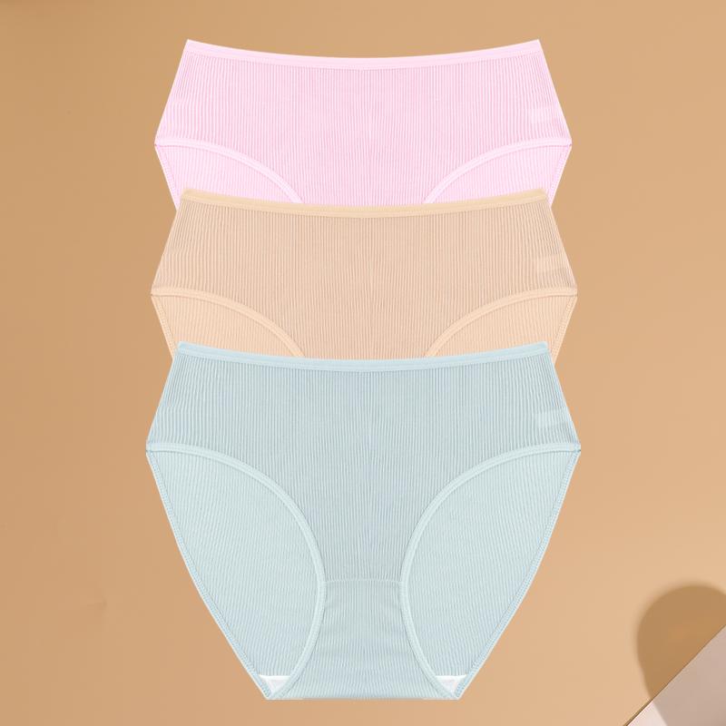 

FINETOO 3 шт. женские трусы со средней посадкой, сексуальное дышащее нижнее белье, высокие эластичные спортивные трусики для девочек, удобное однотонное нижнее белье XL&3pcs