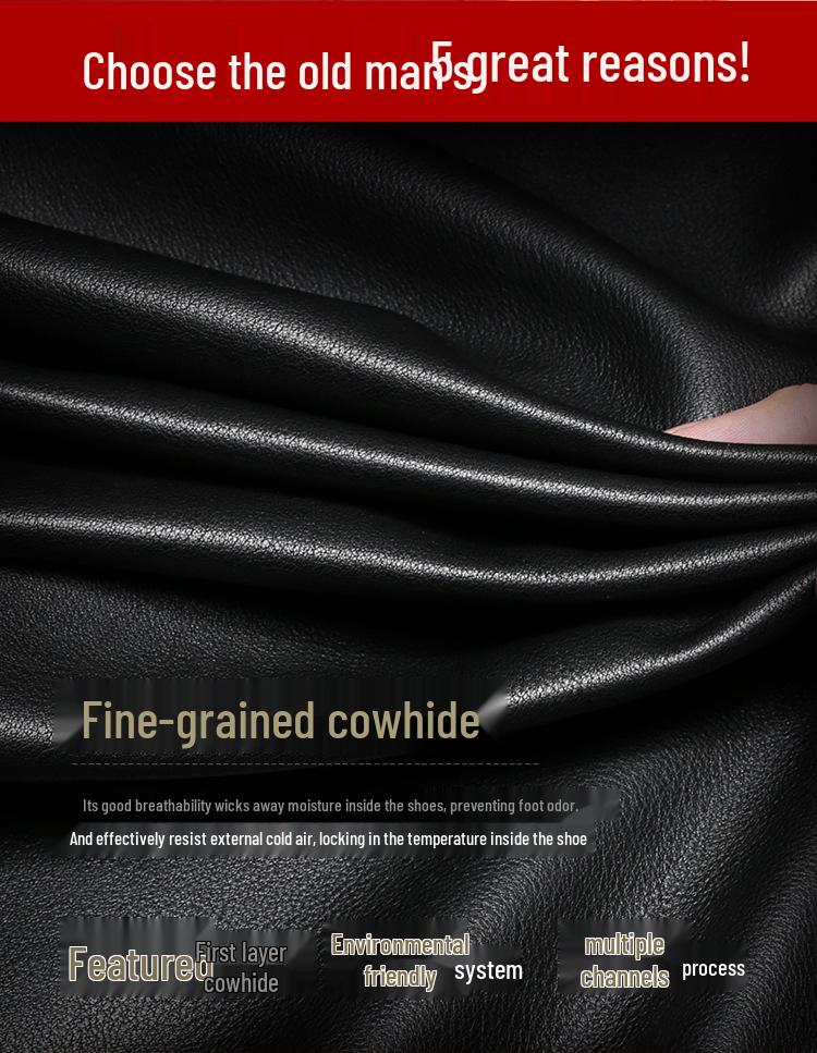 Men's High-Top Leather Shoes, Thick-Soled and Warm, for Middle-Aged, Style QN2788-6