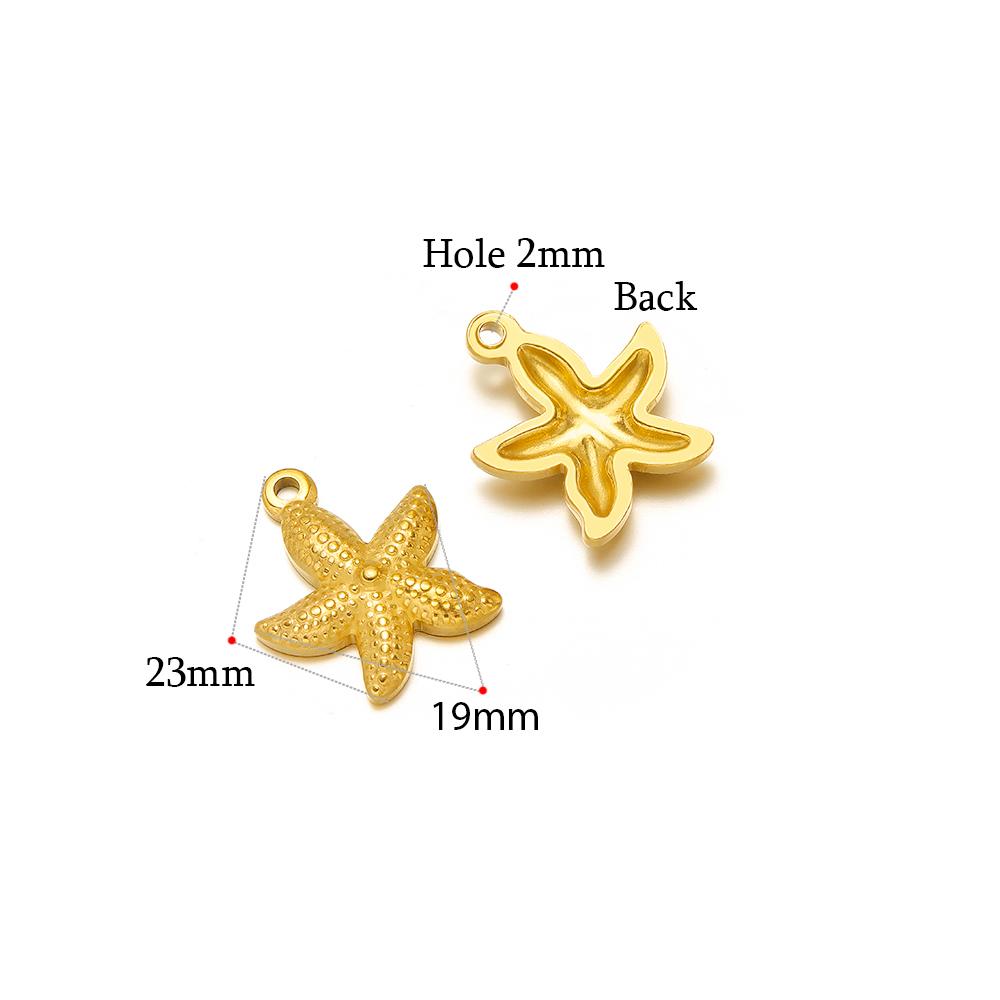 5 Stück Gold Seestern Muschel Anhänger für DIY Schmuck Zubehör Edelstahl Halsketten Anhänger Armbänder Zubehör Ohrringe Herstellung