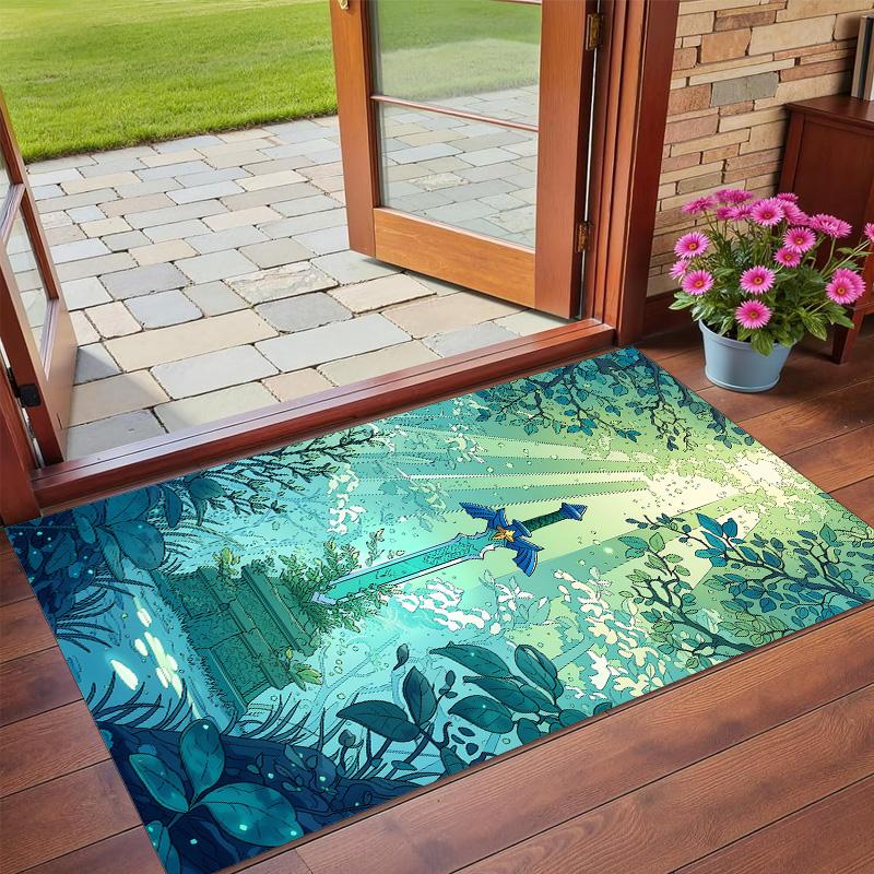 Anti‑Slip Crystal Velvet Floor Rug, Zelda Design Carpet for Indoor Living Bedroom Home Decoration