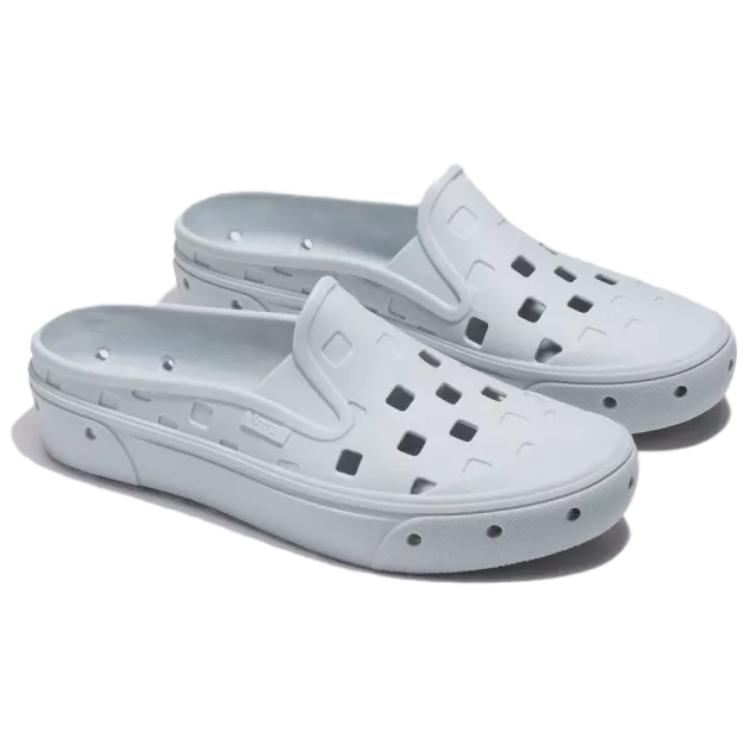 Vans Slip On Mule Trk Comfortable Simple Clogs Unisex Footwear White Gray VN0005V8FYN
