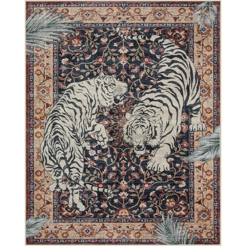 Senior Jungle Tiger Pattern Cute Room Decor Rugs Soft Antiskid Living Room Dining Room Carpet Easy Cleaning Entrance Door Mat