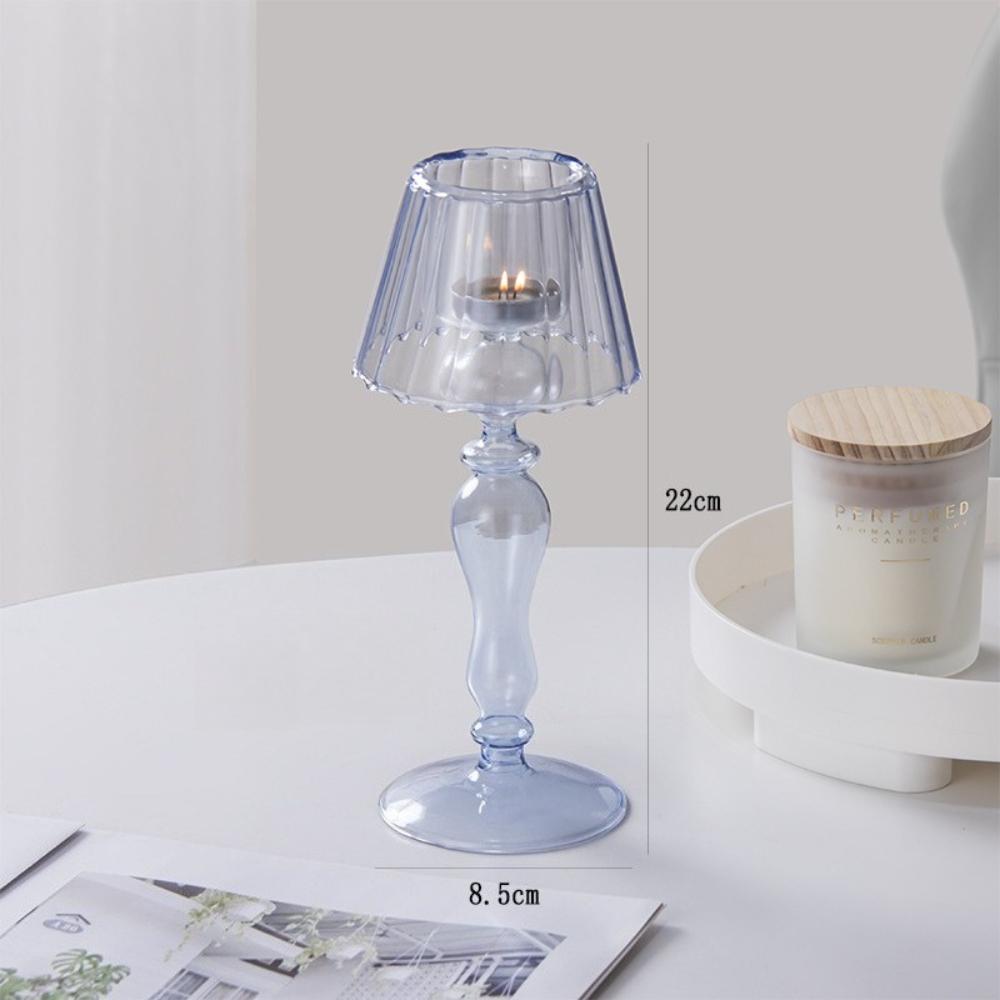 Creative Desk Lamp Shaped Glass Candle Holder European Romantic Dinner Candle Holder for Wedding Dinning Party Supplies Decor