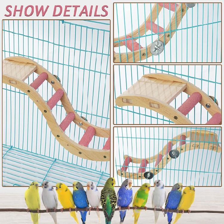 Bird Perch Wood Climbing Ladder Stand Platform for Parrot Cage Accessories