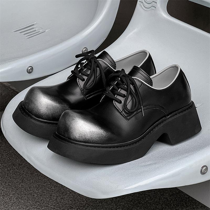 Fashion Men Leather Casual Shoes Thick Bottom Height Increase Shoes Luxury Brand Business Formal Shoes for Unisex Lace-up Dress Shoes