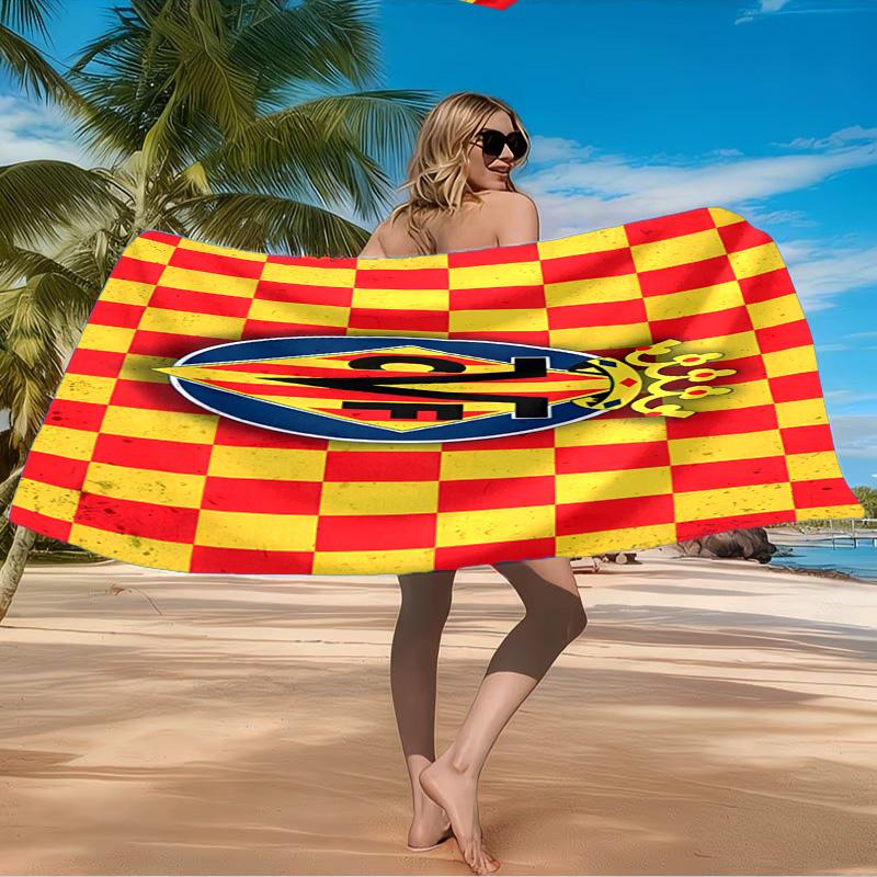 Club Vill-arreal Crest Design Beach Towel Microfiber Beach Towel, Lightweight and Quick-Dry, for Summer Travel, Swimming Pool Fan Birthday Gift