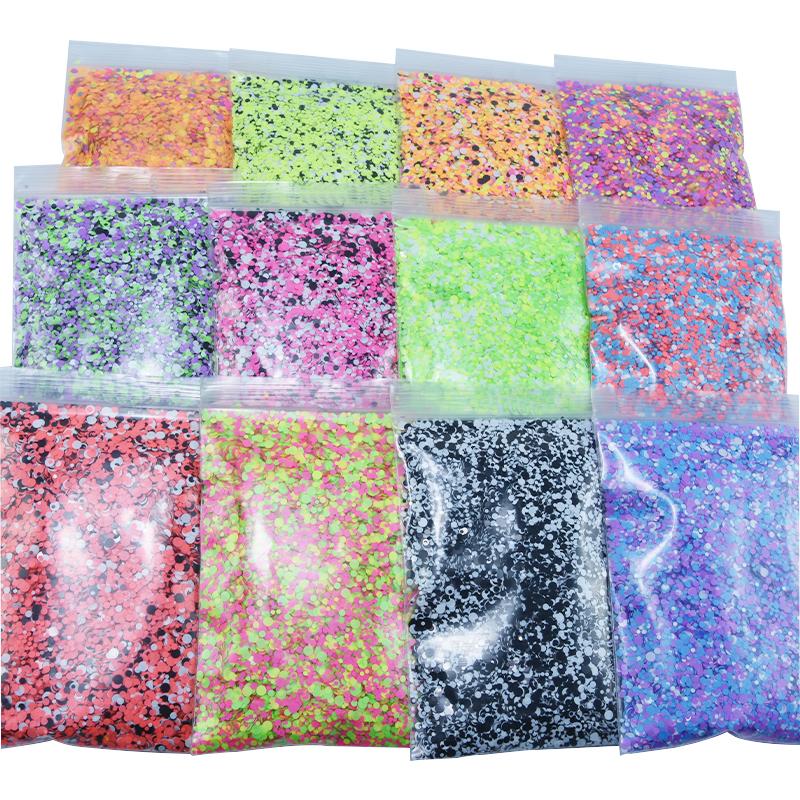 50g X 1bag Nail Round Flake Sparkly 12-Design Ultra-thin Chunky Dazzling Multi-Color Colorful Flakes DIY Nail Tip Art Decoration