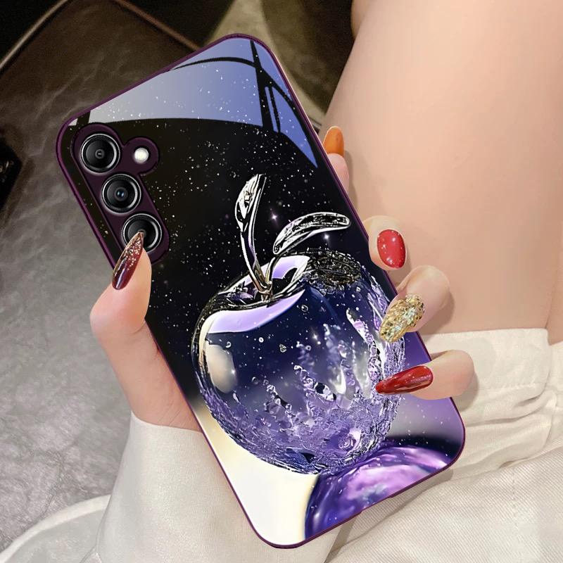 Transparent Crystal Apple For Samsung Galaxy A14 4G 20 30 52 20S 21S 22 32 33 34 42 50 51 53 54 70 71 72 73 5G Glass Phone Case