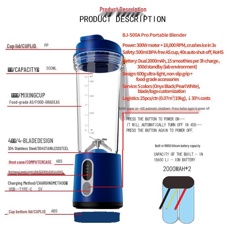 Portable 600ML Automatic Fresh Juice Blender Cup