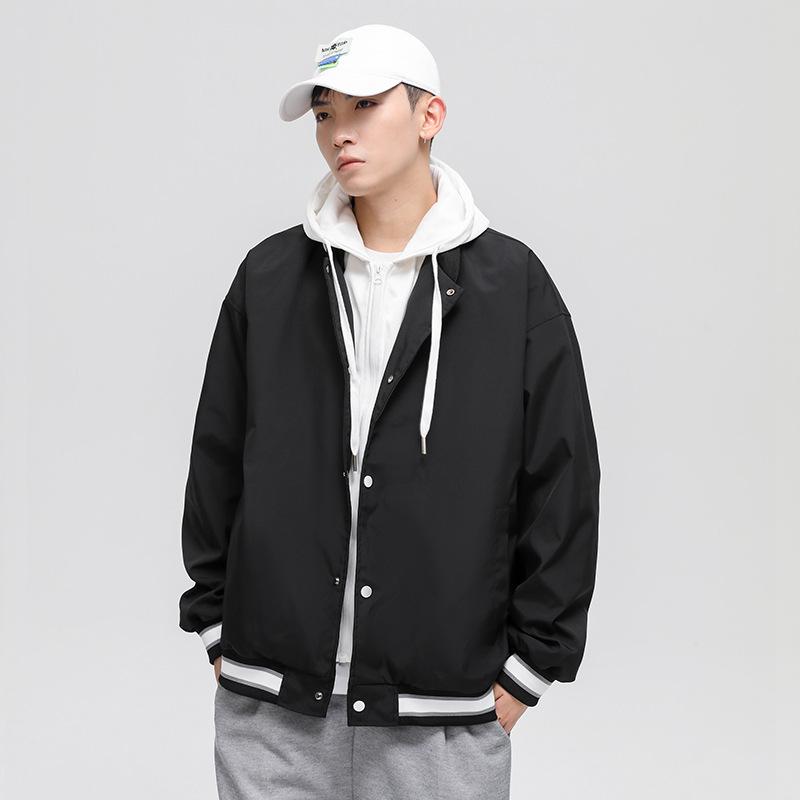 Spring and autumn new style fake two-piece contrasting hooded baseball uniform outer fashionable jacket for men and teenagers
