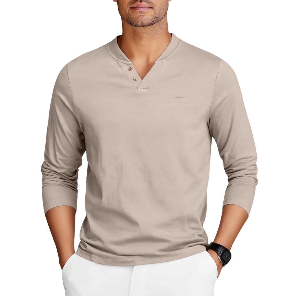 Men's Slim-fit V-neck Long-sleeved Casual T-shirt