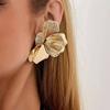 SHIXIN Creative Chic Petal Flower Stud Earrings Women Trendy Exquisite Wedding Bridal Gold Color Piercing Ear Daily Jewelry Gift