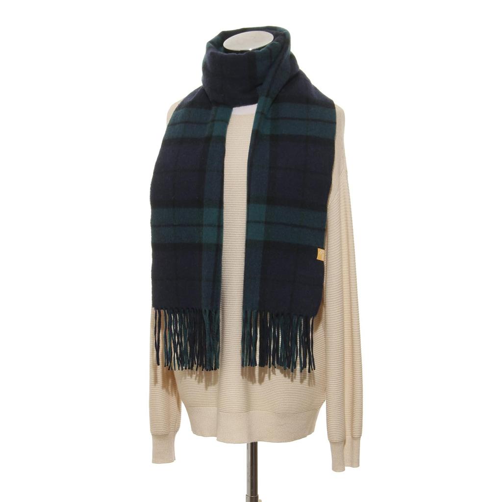 Moonbat miel Cashmere Cashmere Check 60cm Wide x 190cm Warm for Gift for Cashmere Navy 100% Scarf, Women's, Washable, Large, Thick, Stole, Pattern,