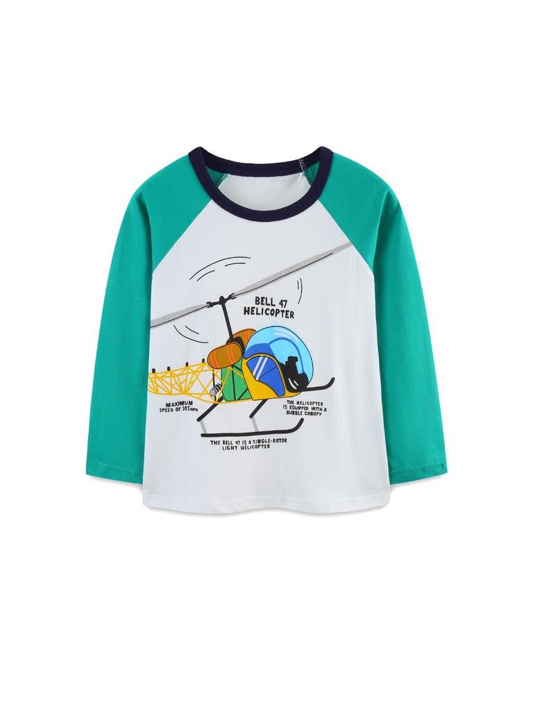 European Fashion Boys' Cartoon Block Long-Sleeve T-Shirt