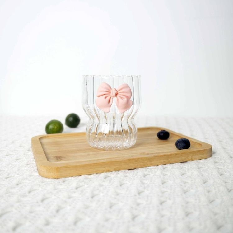 Glasbecher mit süßer Schleife Langlebiges Glasmaterial Leicht zu reinigen Wasserbecher