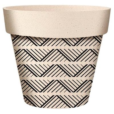 [A2058] - 'Boho' Black Beige Bamboo Planter - 14x12 Cm