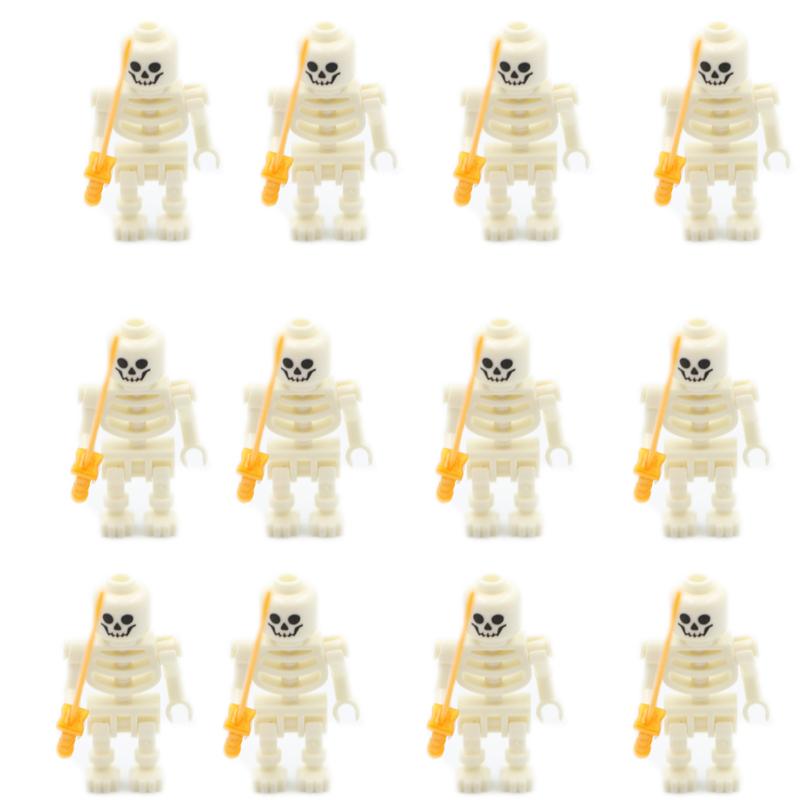 Skeleton Building Blocks Medieval Castle Knight Warriors Skeletons Strong Orcs Figures Collection Toy for Children Gifts