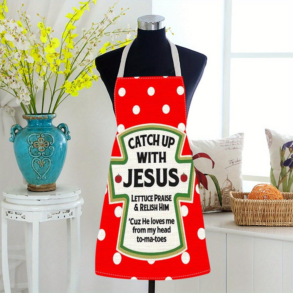 1 Stück Großer einfarbiger Hintergrund Romantisches Herzmuster Schürze, Heimdekoration Küchenbekleidung, Ärmellos Langlebig Waschbar Unisex Kochschürze,