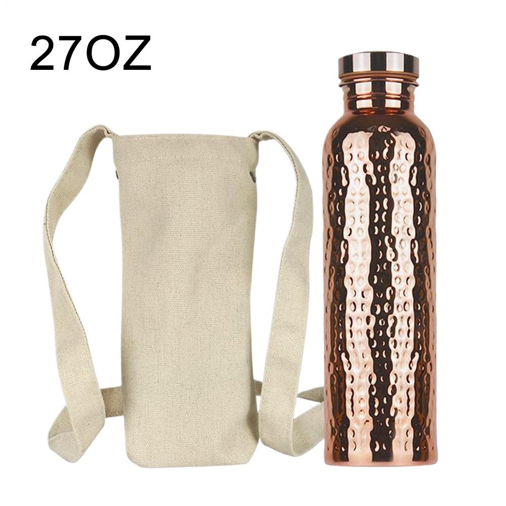 

27Oz Copper Drinking Bottle Hammer Pattern Leakproof Sports Water Bottle Outdoor Cycling Gym Fitness Travel Drinking Cup 0.8l