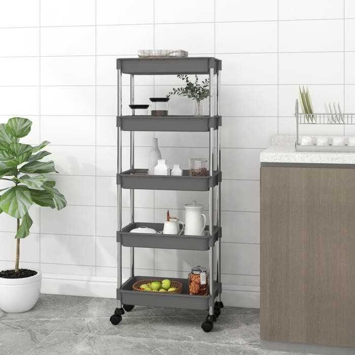VidaXL Chariot de cuisine 5 niveaux Gris 42x29x128 cm Fer et ABS 336333