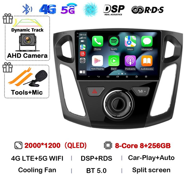 Android 14 Carplay Auto 2 Din DVD Car Radio For Ford Focus 3 Mk 3 Salon 2012-2017 Multimedia Video Player Navigation GPS Stereo