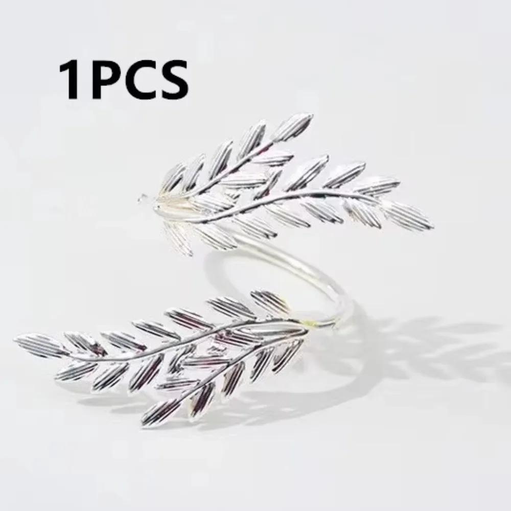 1/6/12pcs Modern Minimalist Napkin Ring Buckles Metal Gold Leaf Napkin Holder Christmas Thanksgiving Dinnig Table Decoration