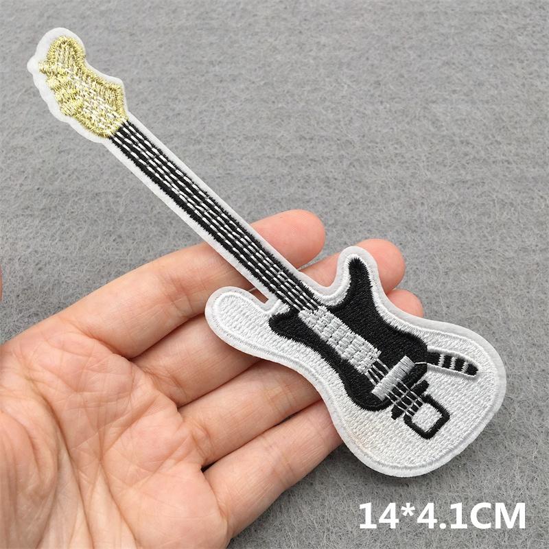 Music Optical Disc Embroidered Rock Patches On Clothes Headset Guitar Stripes Iron On Patches For Clothing Diy Appliques