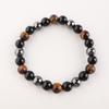 Triple Protection Men's Bracelet, Tiger Eye Black Onyx Bracelet for Men, Hematite Beaded Stretch Bracelets, Handmade Jewelry For Gift DB-9