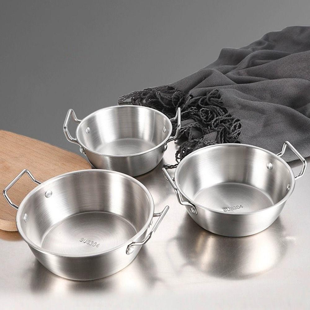 1Pcs Kitchen Tableware Stainless Steel Bowl with Handle Sauce Seasoning Dish Durable Rice Bowls