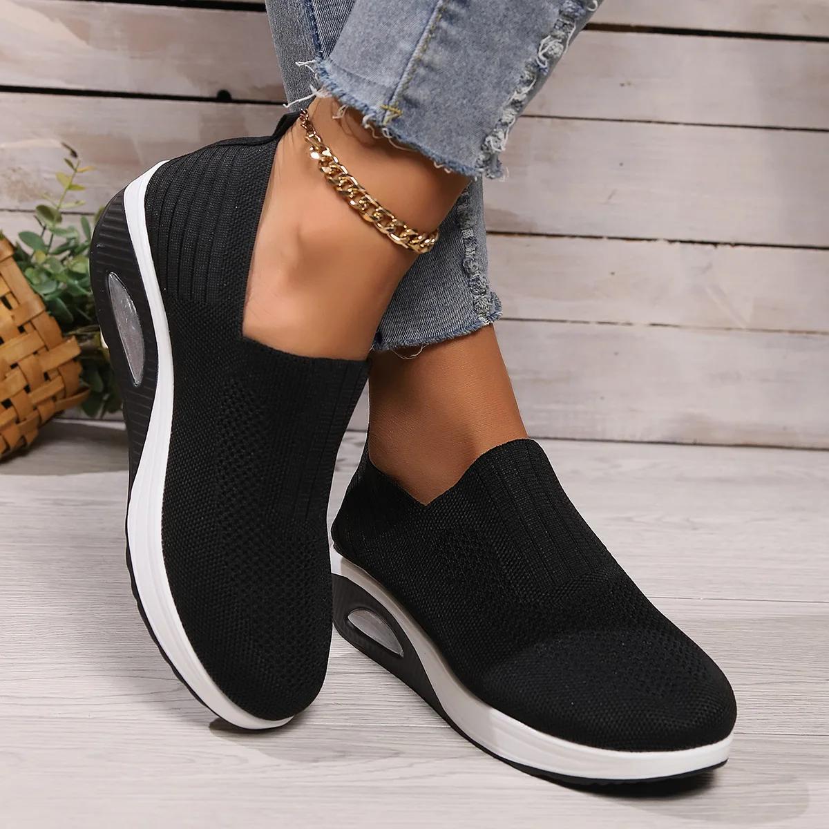 

Women Walking Shoes Air Cushion Non Slip Orthopedic Shoes Ladies Platform Mules Breathable Wedge Female Sneakers 2025 36