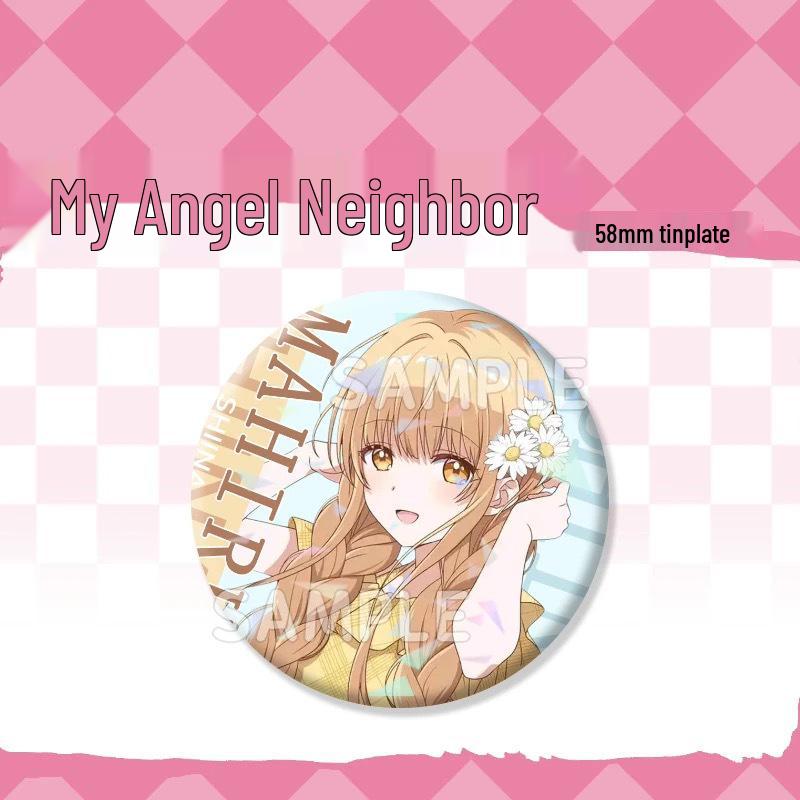 Shiina Mahiru Angel-kun Tinplate Shattered Glass Guba Badge Backpack Charm Anime Peripheral