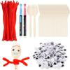 A58Z 50Sets Fork Craft Kit Include Sporks Red Pipe Cleaners Self Adhesive Googly Eyes And Marker Pens Make Your Own Craft Kit