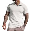 Men's summer lapel T-shirt men's heavy waffle oversize short-sleeved solid color casual V-neck Polo shirt