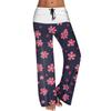 Women's Drawstring Elastic Waistband Wide Leg Color Matching Floral Printed Casual Pants