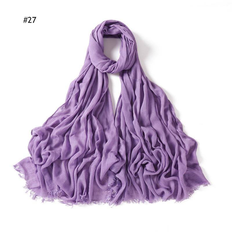 % Rayon Pleated Solid Color Human Cotton Two-end Beard Bag Headscarf Female, New Breathable Soft Scarf